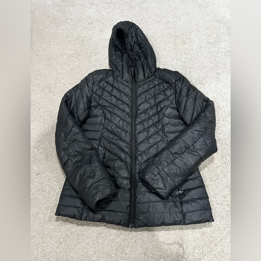 Pajar Women’s Black Puffer Jacket, Packable, Small, Hood, Polyester, Pockets,